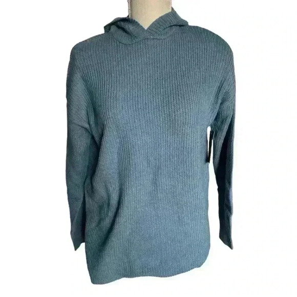 Eddie Bauer Fin Hooded Sweater in Blue Stone Size XS NWT - Picture 2 of 8